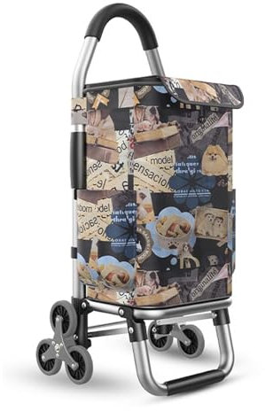 6 Wheels Stair Climber Cart with Waterproof Canvas Bag Portable Utility Cart with Side Pocket Super Loading Capacity of 36L Ideal for Climbing Stairs t for Shopping and Travel