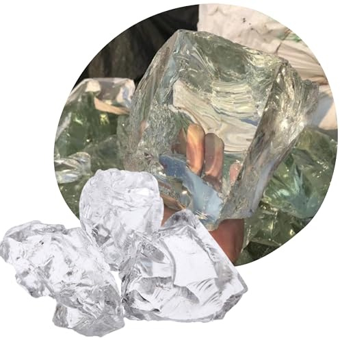 Glassteine Deko aus Recyceltem Glas Weiß 1kg - Glasnuggets Groß 5-10 cm - Dekosteine für Vasen und Blumentöpfe - Terrarium & Aquarium Steine - Gartensteine für Innen & Außen (Weiß, 1kg)