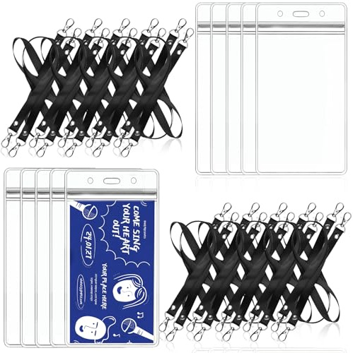 BEIMEIII 10 Stück Ausweishülle mit Band Konzertkarten Aufbewahrung Ausweishülle Vertikal Transparent Hülle Fahrzeugschein für JGA V ip Ausweis Messeausweise Fahrkartenhülle 10,2 x 20,4 cm