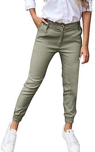 Chino Damen Hose Stretch mit Gürtel Stoffhose Damen elegant lang