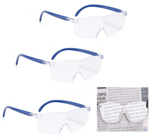 Diyxisk Occhiali da Lettura Uomo, 3 Pezzi Anti Luce Blu Lente di Ingrandimento per Lettura, 300% Leggere Occhiali Ingrandimento, per Lavori di Precisione, Artigianato, Riparazioni (Blu)