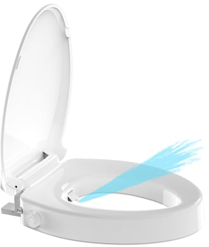 Aünsffer Raised Toilet Seat Bidet 2.91in, Elongated Bidet Toilet Seat, 3 Wash Mode, Soft Close & Quick Release, no Electric, Adjustable Anti-Slip Pad, Home/Commercial Use for Senior, 18.5inch, White