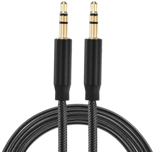 QUARKZMAN Cavo AUX Cavo Audio Intrecciato in Nylon 3.5 5 Metri Nero | Maschio a Maschio Audio Ausiliario, per Cuffie Altoparlanti Autoradio Computer