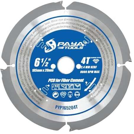PAYA Kreissägeblatt Ø 165 mm x 20 mm 4 Zähne Kreissägeblatt Sägen Heimwerken Polykristalliner bestückt für Faserzementplatten Gipsplatten Harte Materialien etc. PYP165204T