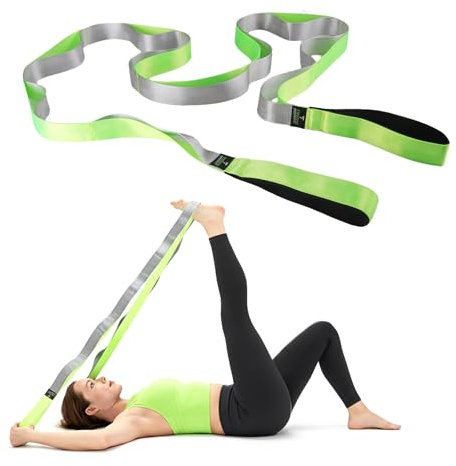 TAVIEW Yogagurt zum Dehnen - Stretchband mit 12 Schlaufen - Multi-Grip Pilates Hamstring Stretcher Gürtel - Physiotherapiegerät für Beste Flexibilität