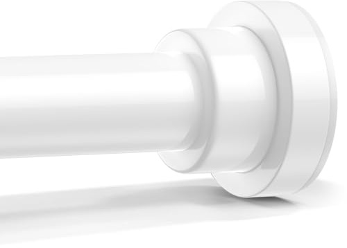 QINGYUN Weiß Gardinenstange 79-160cm Duschvorhangstange Ohne Bohren | Teleskopstange Zum Klemmen, Wandschonend, 2.2 cm Durchmesser, Gummierte Anti-Rutsch-Basis, Rostbeständig, Vielseitig
