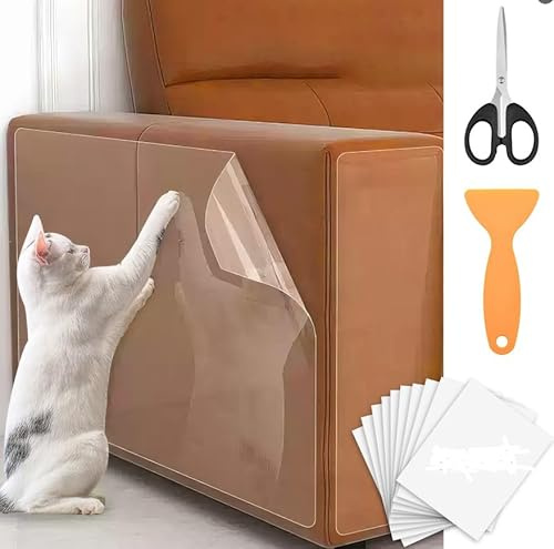22 PCS Anti-Cat Scratch Furniture Protector, Designed for Leather Furniture, Anti Scratch Cat Couch Protector from Cats Claws with Scissors and Scraper, Cats Scratch Deterrent for Furnitures, No Pins