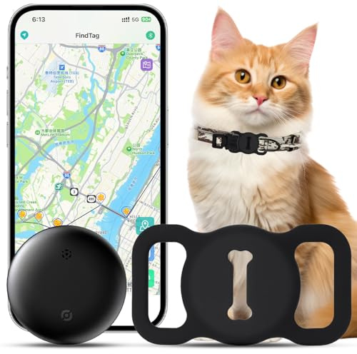 Quixion Localizzatore GPS in tempo reale per gatti, funziona con Apple Find My (solo iOS), localizzatore GPS per animali domestici per gatti e cani, senza canone mensile, localizzatore per collare per