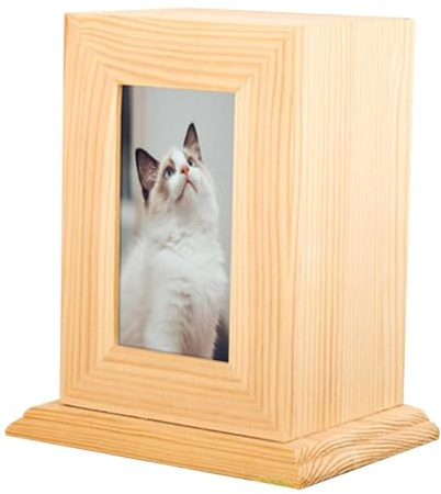 ycezw Memoria De La Urna Animales - Madera Madera, Recipiente Recuerdo | Cremación Foto Caja Animales, Montada, Homenaje Perros Cenizas