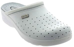 Saniflex 89841-10 Médical Certifié Sabots Mules Chaussons Chaussures en Cuir, Femme, Blanc, EU 40