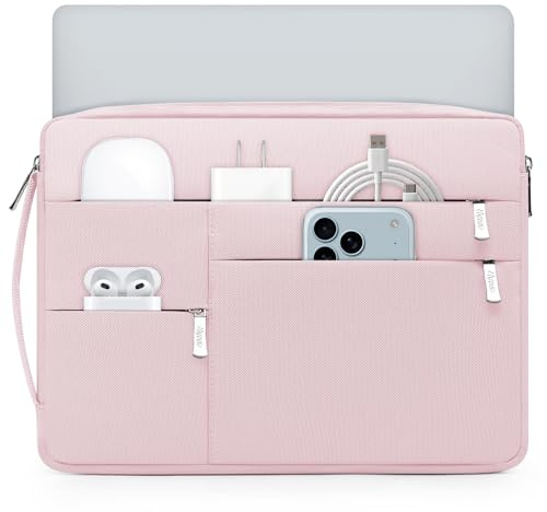 HYZUO 13,3-14 Tum Laptopfodral för MacBook Pro 14 Pro/Max A3426 A3427 2026-2021, MacBook Air/Pro 13, 13,8-13,5 Surface Laptop/Book, Laptopväska för 13 HP Dell Lenovo Asus Acer Samsung, Blek Rosa