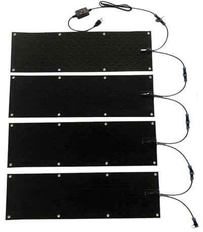 Beheizte Schneeschmelzmatte, 25x76 cm, rutschfeste Heizmatte für den Außenbereich, für Treppen, Gehwege, Einfahrten und Eisschmelzmatte(4 Pieces,10x48inch(25.4x122cm))