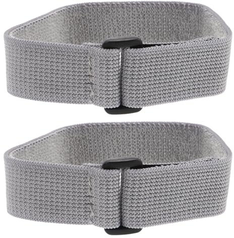 FELTECHELECTR 2 Pcs Grey Elastic Securing Straps with Buckles Adjustable Hook Loop Fastening Bands Nylon Organization Ties for Cable Management and Storage