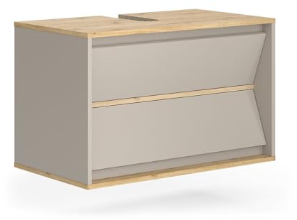 Vicco Mobile sottolavabo per bagno Edelin, Cachemire, 80 x 50 cm con 2 cassetti, per montaggio a parete e compatibile con sifoni standard