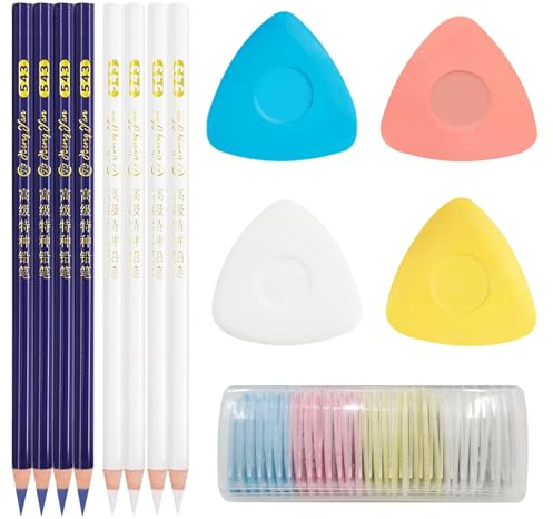 38 Pièces Craie Couture, Craie Couture Tissu + Crayon Coudre, Crayon Craie Couture Tissu Effacable, Convient à Tous Types de Tissus/Cuirs/Coutures et Autres Travaux Manuels