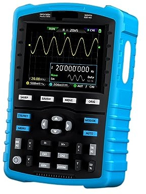 Osciloscopio Digital, DPOX180H Osciloscopio digital de doble canal portátil 180MHz-3DB 2 en 1 Función Generador señal Pantalla fluorescencia