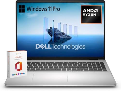 Dell 16 Business Laptop, Microsoft Office Lifetime License & Windows 11 Pro, 16 2K Display, AMD Ryzen 7 250, 16 GB RAM, 1TB SSD, Webcam, Backlit Keyboard, Anti-Glare, DC16256 (Renewed)