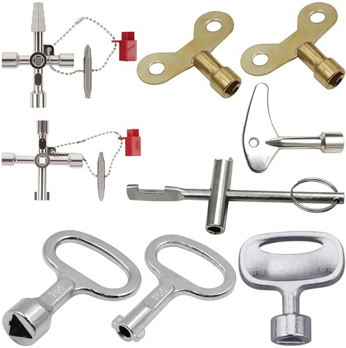 SÍ Juego de Llaves Universales de 9 Piezas, Llave Cuadrada, Llave de Ventilación de Calefactor, Llave de Caja de Contadores, Llave de Construcción para Calefacción, Armario de Control, Ascensor