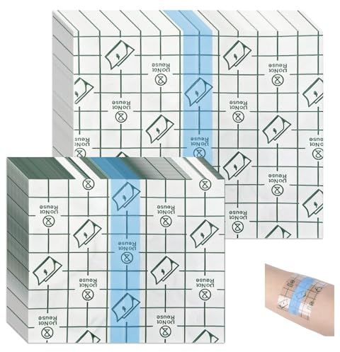 50 toppe trasparenti impermeabili 2 misure 15 x 12 cm e 12 x 10 cm per tatuaggi e ferite, pellicola protettiva medica anallergica, impermeabile, per doccia, sport e post-operatorio