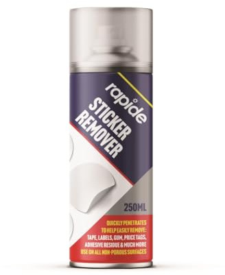 Sticker Remover Spray 250ml – Citrus Based Sticky Stuff & Adhesive Remover – Removes Labels, Glue, Tape, Gum, Goo & Price Tags – Surface Safe for Cars, Glass, Metal & Plastic