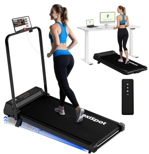 FlexiSpot Laufband mit 7% Steigung, 1–12 km/h, klappbarer Handlauf, bis 140 kg belastbar, LED-Display mit Fernbedienung, Walking Pad für Zuhause & Homeoffice Dynamix Schwarz