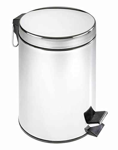 WENKO Kosmetik-Treteimer Edelstahl - Kosmetikeimer, Mülleimer Fassungsvermögen: 5 l, Edelstahl rostfrei, 23 x 30 x 23 cm, Glänzend