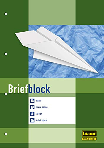 Idena Briefblock A4 50Bl. 70G/Qm,Gelocht,Blanco