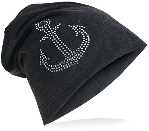 Miobo Slokande lång beanie-mössa med ankare, unisex, en storlek för vuxna, En Storlek