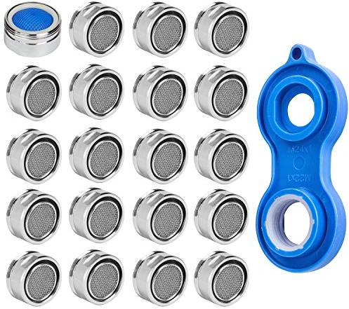 ZITFRI 20 Stück Strahlregler M24 Luftsprudler für Wasserhahn, Mischdüse mit Edelstahl Filter, inkl. Mischdüsenschlüssel