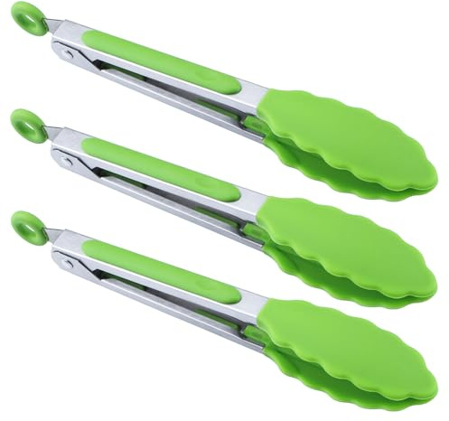 MSY BIGSUNNY Küchenzange – 17,8 cm Mini-Silikon-Servierzangen – Set von 3 (grün)