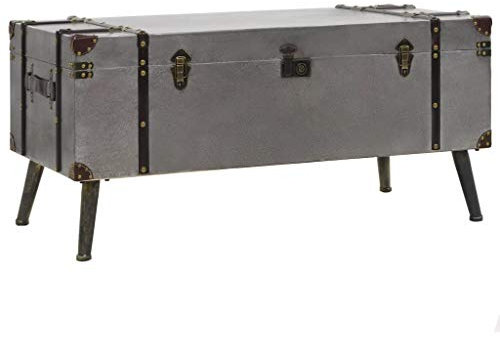 Festnight Truhe mit 2 Griffen | Couchtisch mit Stauraum | Beistelltisch Truhentisch im Vintage-Design | MDF und Aluminium 102 x 51 x 47,5 cm