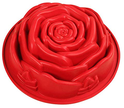 VIONNPPT Große Runde Rose Premium Silikon Backform/Muffinform für Muffins, Cupcakes, Kuchen, Pudding, Eiswürfel und Gelee - Rose Form Brotbackform, 24,5 x 24,5 x 7,5 cm
