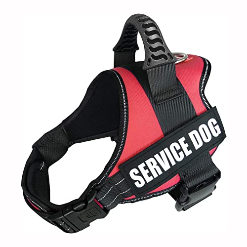 Hundegeschirr Mit Klettverschluss,Anti Zug Atmungsaktiv Brustgeschirr No Pull Sicherheitsgeschirr Reflektierend Dog Harness Einstellbar Weich für Große/Kleine Hunde(Rot,M)