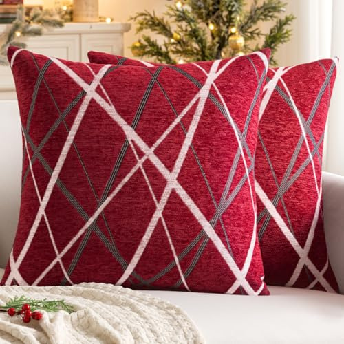 MIULEE 2er Set Kissenbezug 40×40cm Chenille Eiscreme-Design | Weich kuschelig langlebig pflegeleicht mit Reißverschluss modernes Design dekorativ für Sofa Bett Wohnzimmer und Schlafzimmer
