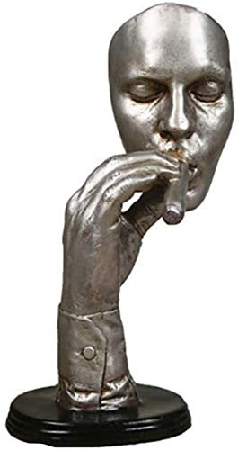 CLQ Smoking Man Statue Retro Abstract Sculpture Creative Meditator Smoker Figurines Livong Room Home