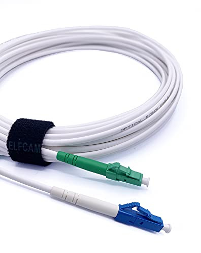Elfcam® - 15m LWL Glasfaser-Kabel Simple LC/APC auf LC/UPC Stecker, 9/125μm OS2 Patchkabel, FTTH Lichtwellenleiter LSZH Weiß (15M)