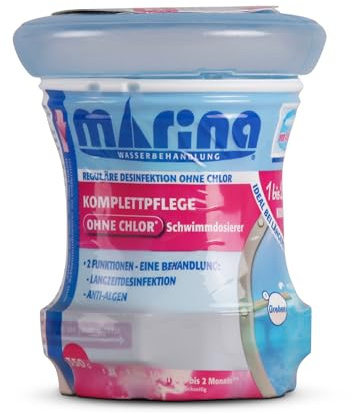 Langzeit-Schwimmdosierer ohne Chlor für Pools von 4m³ bis 10m³, kein Skimmer, Dosierer notwendig, Komplettbehandlung bis zu 2 Monate