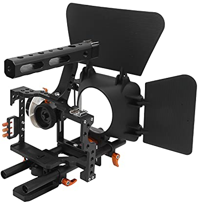Camera Cage with Adjustable Matte Box Camera Rig Kit 1/4in,3/8in Screw Hole Cold Shoe Mount, Movie Video Film Making for GH4, for Sony A7S/A7/A7R/A7RII/A7SII