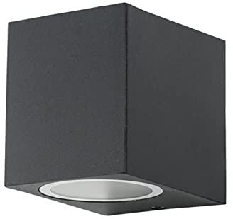 Planetitaly Applique Led da Parete per Esterno, Impermeabile IP65, Attacco GU10, Ideale per Balcone, Terrazza, Casa, Muro, Facciata Esterna, Negozio, Ingresso (Quadrato Nero, Senza lampada)