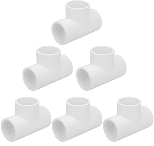 6Pack 3 Way 1 Inch Tee PVC Pipe Fittings Connector SCH40 Furniture Build Grade PVC Corner Fittings Elbow Fittings for DIY PVC Shelf Garden Support Structure Tent Connection