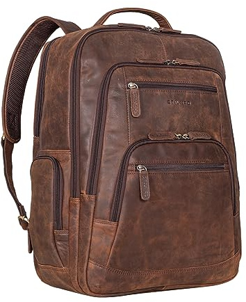 STILORD Igor läderryggsäck stora kvinnor och män laptop ryggsäck 18 tum läder dagryggsäck vintage dagsryggsäck studenter ryggsäck, Zamora – brun, XL, Ryggsäck