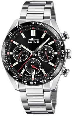 LOTUS Reloj Hombre Analógico de Acero Inoxidable 316l - Movimiento de Cuarzo - Cronógrafo - Calendario - Cristal Mineral de Alta Resistencia - Resistente al Agua 10 ATM 18916 Special Prices