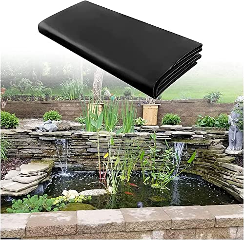 YOEBI Robuste PVC Teichfolie, Schwarz Wasserdicht HDPE Teichfolien Nreißfest Fischteichfolie 7X9m Flexibel Gartenteiche Dichtungsfolie,Teichmembran Für Fischteiche, Brunnen Und Wasserfall,8 * 9m
