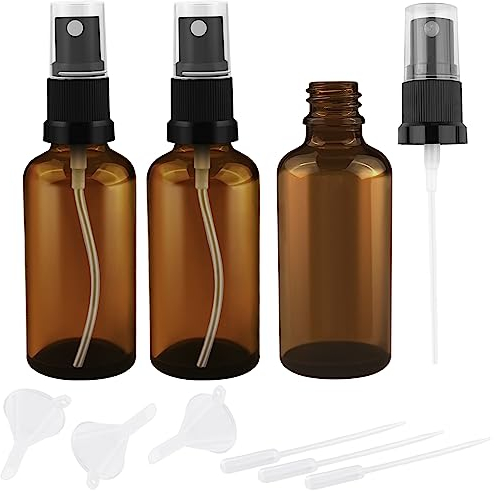 Oulesvte 3 Piezas Botellas de Spray Ambar, 50 Reutilizables Pulverizador Cristal, Portátil Botellas de Spray de Niebla Fina, Pulverizadores de Niebla para Perfumes, Líquidos Cosméticos