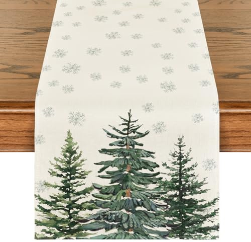 Artoid Mode Kiefern Schneeflocken Weihnachten Tischläufer, Saisonnal Winter Küche Tisch Dekoration Drinnen Urlaub Party Dekor 40x240 cm