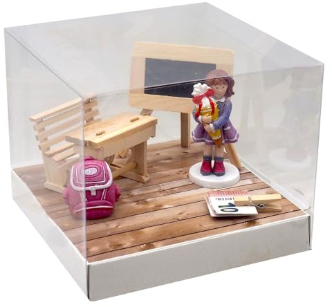 ZauberDeko Geldgeschenk Verpackung Einschulung Schulanfang Schulbank Mädchen 18 x 14cm