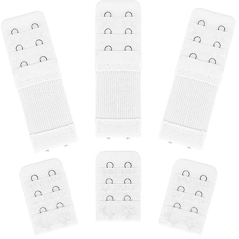 Lusofie 6 Pezzi Prolunga Reggiseno 2 Ganci 3 File Prolunga Cinturino Reggiseno Morbido Confortevole Prolunga Reggiseno Elastico per Donne Ganci per Reggiseno Accessori (Bianco)