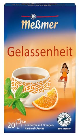 Meßmer Gelassenheit | Kräutermischung mit Zitronenverbene und Orangenblättern | 20 Teebeutel | Orangen-Karamell-Aroma