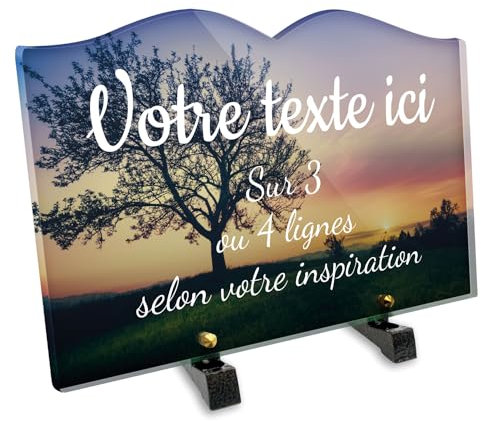 Gedenktafel aus Plexiglas, Motiv Landschaft mit Baum und Sonne, verschiedene Größen, Stärke 6 mm, personalisierbar, 30 x 20 cm
