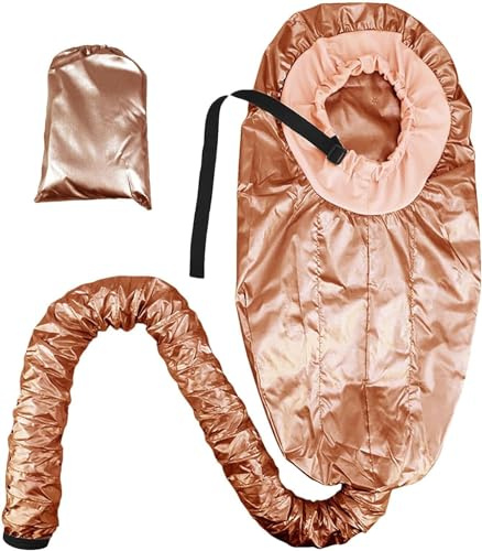 Bonnet à capuche réglable pour sèche-cheveux à main, diffuseur pour sécher les cheveux bouclés, bonnet de séchage à la vapeur portable pour femme pour cheveux longs et bouclés (doré)